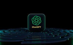 a black and green logo on a black background