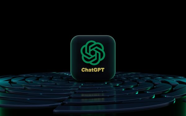 a black and green logo on a black background